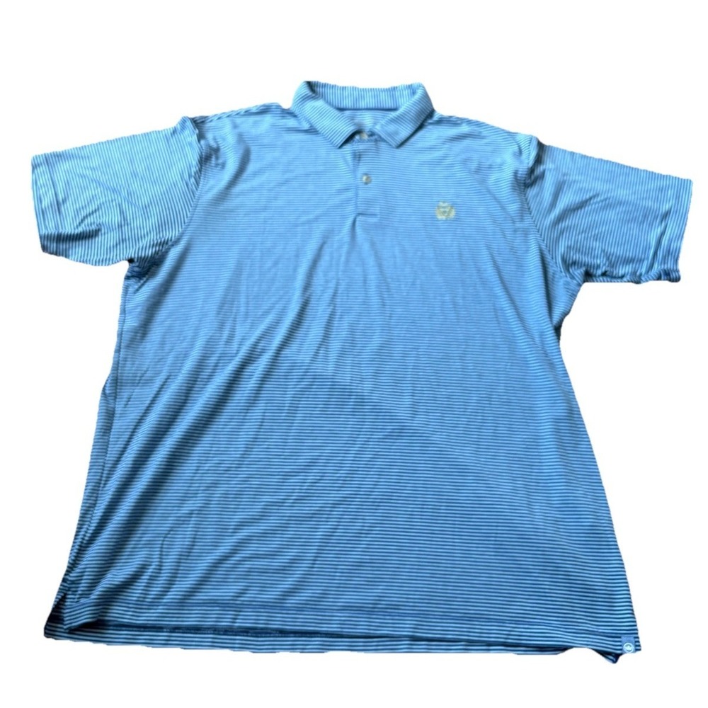 Peter Millar Sage Valley Golf Course Polo Shirt Mens XL Blue White Striped